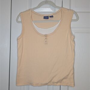 Mountain Lake Henley Tank Top Medium Layered Summer Beachy Vacation Vintage Y2k